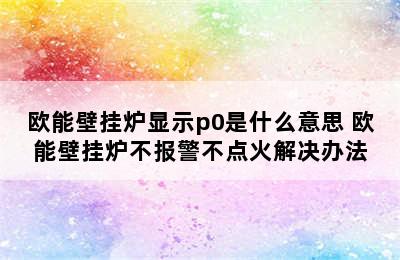 欧能壁挂炉显示p0是什么意思 欧能壁挂炉不报警不点火解决办法